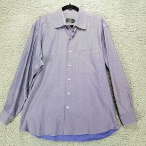 Ike Behar Shirt Mens 16x34 Blue Striped Long Sleeve Button Up